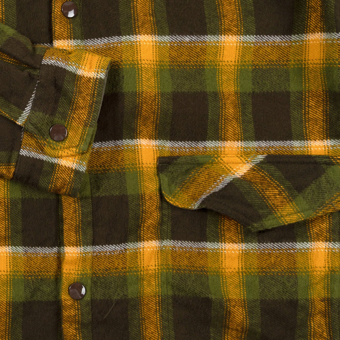 August Fifteenth Vermont Jacket Plaid Green Brown Yellow Cuff