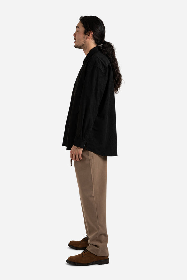 Suede Oversized CPO Shirt - Black