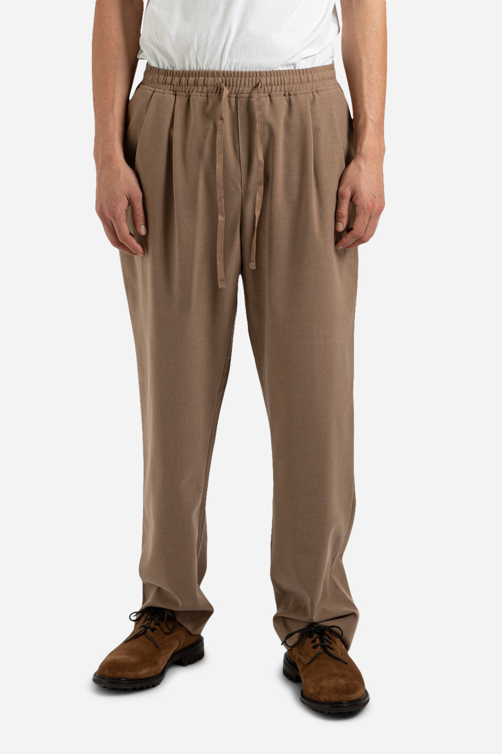 frizmwork_wool_two_tuck_relax_pants_light_brown