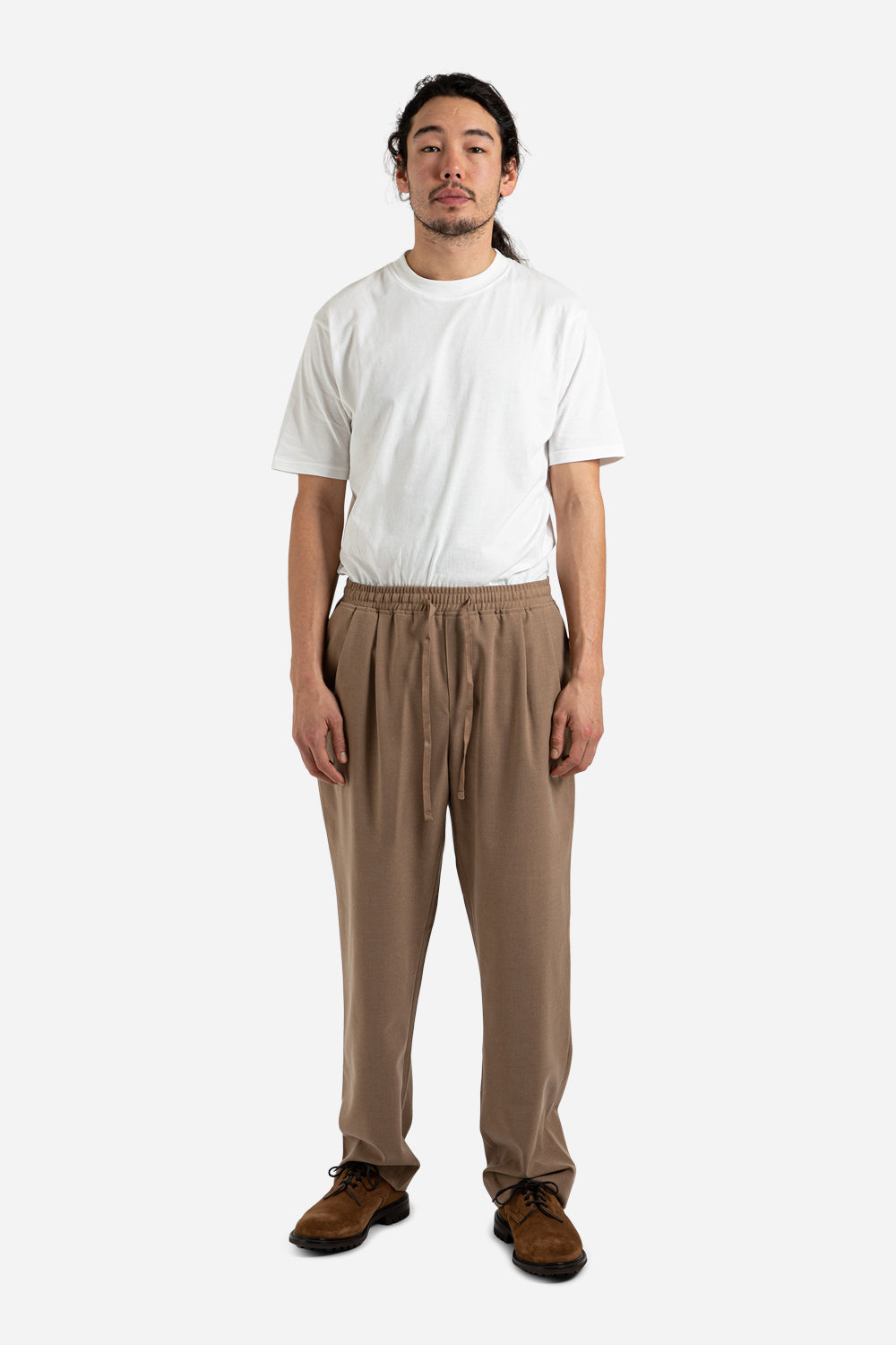 frizmwork_wool_two_tuck_relax_pants_light_brown
