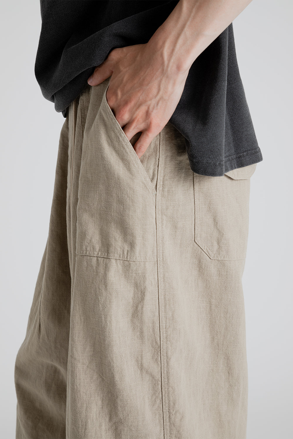 Frizmworks Linen Balloon String Pants in Beige