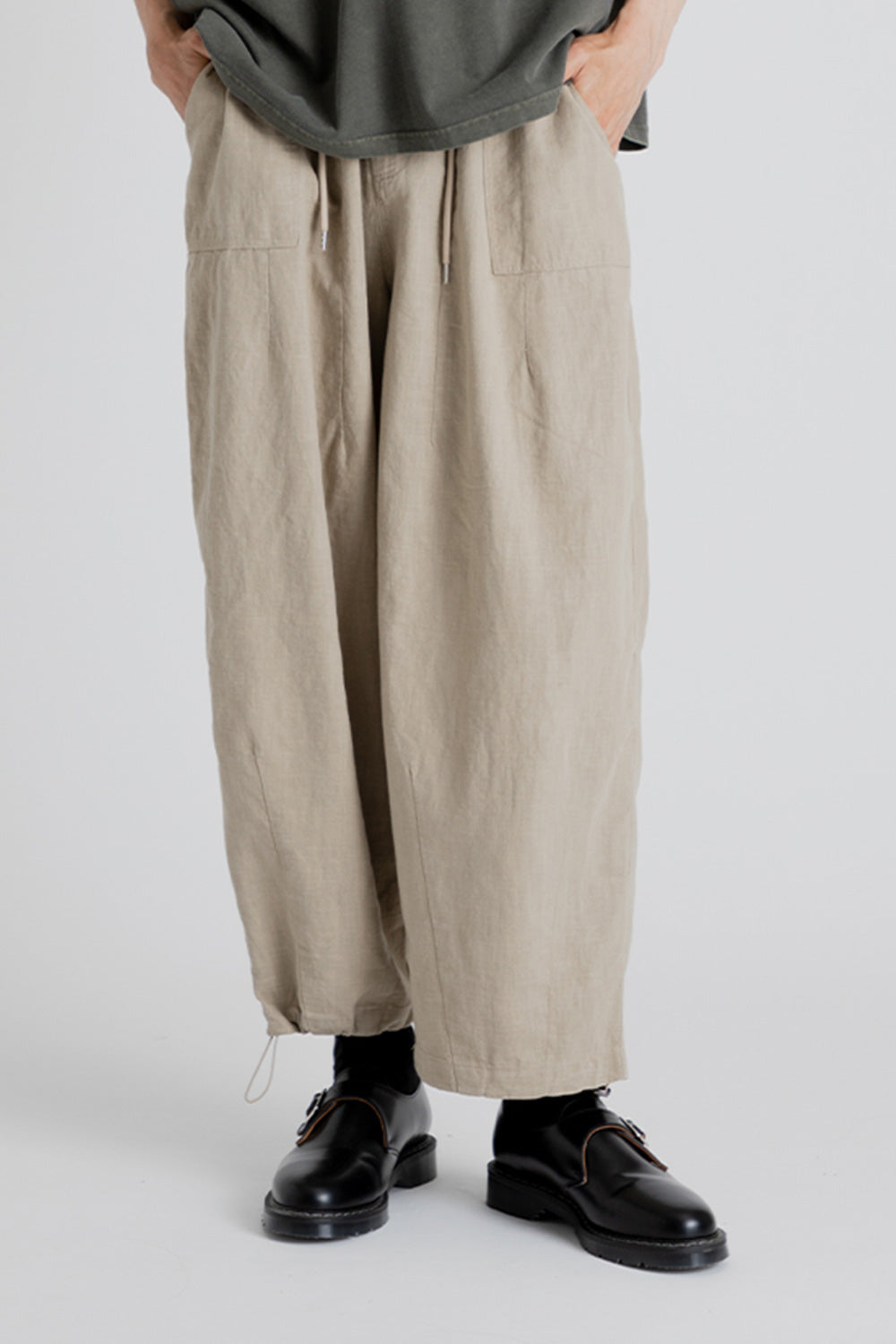 Frizmworks Linen Balloon String Pants in Beige