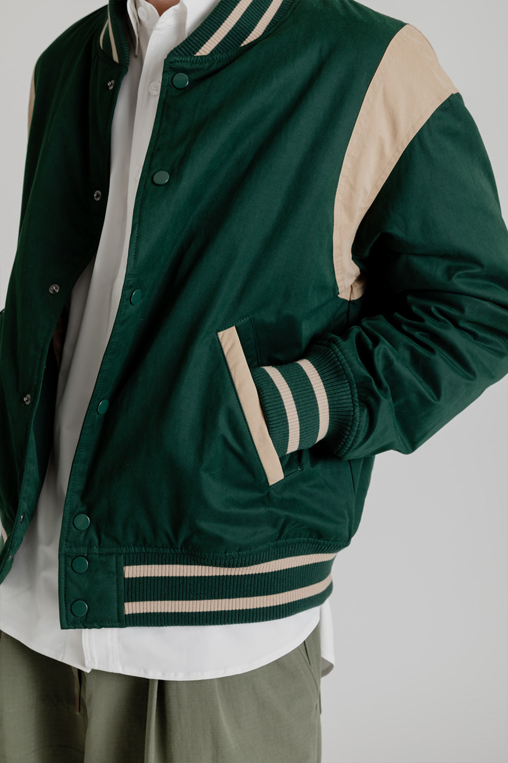 Frizmworks Mild Varsity Jacket in Dark Green