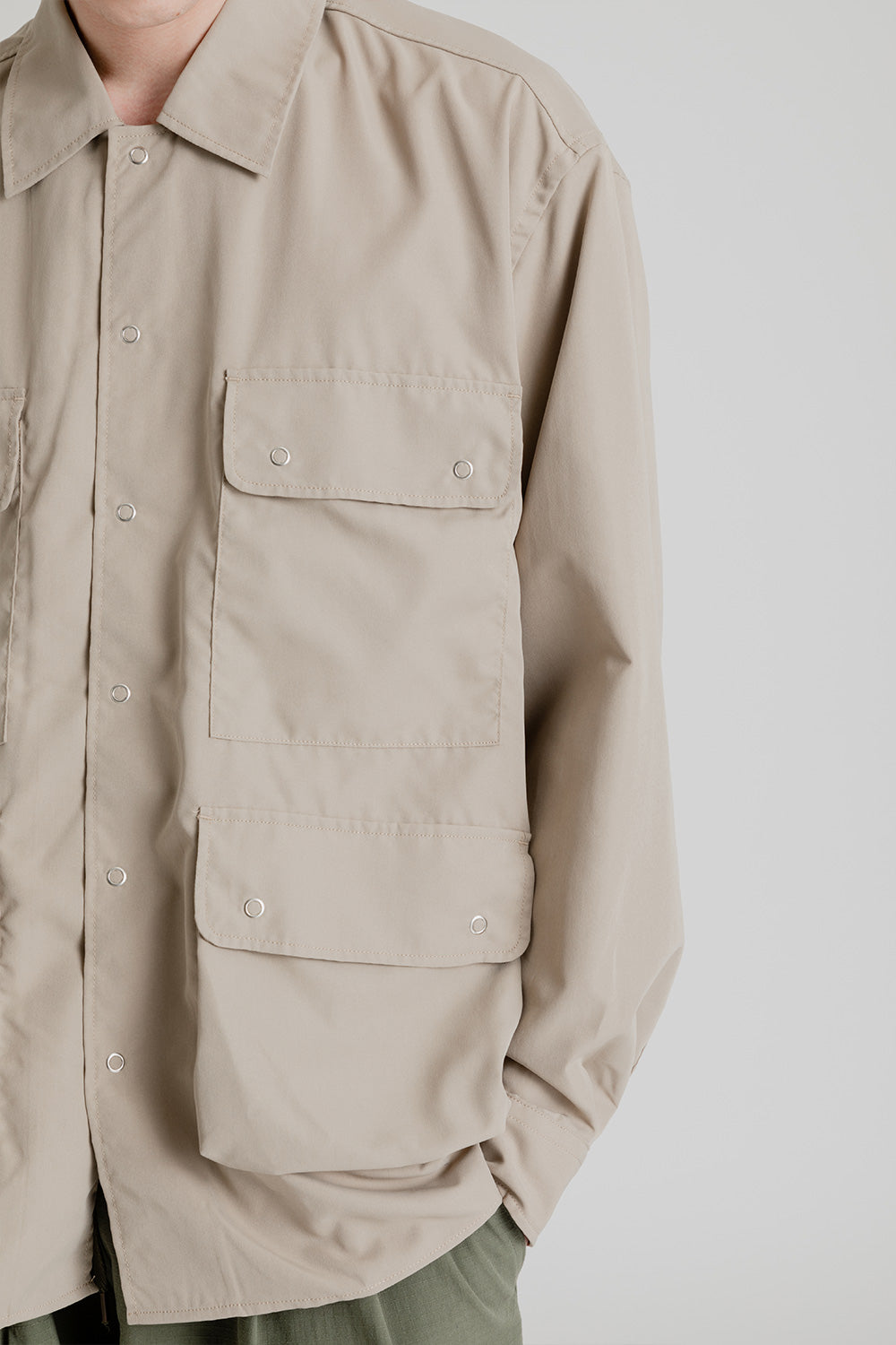 Frizmworks Multi Pocket Shirt Jacket in Beige