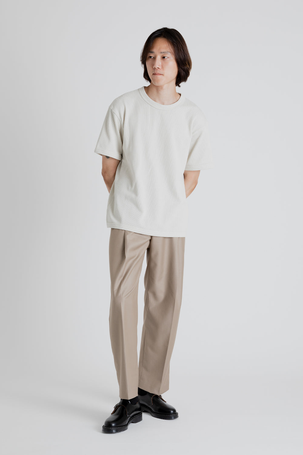 Frizmworks OG One Tuck Wide Slack Pants in Beige