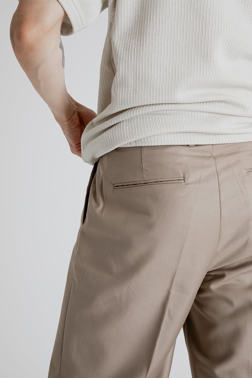 Frizmworks OG One Tuck Wide Slack Pants in Beige