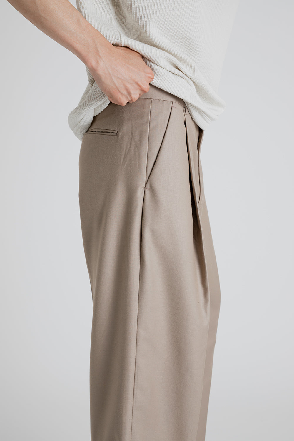 Frizmworks OG One Tuck Wide Slack Pants in Beige