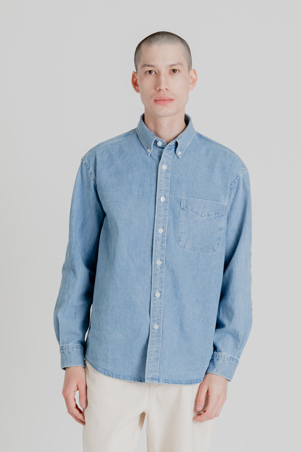 Frizmworks Oversized Denim Shirt in Light Blue Wallace