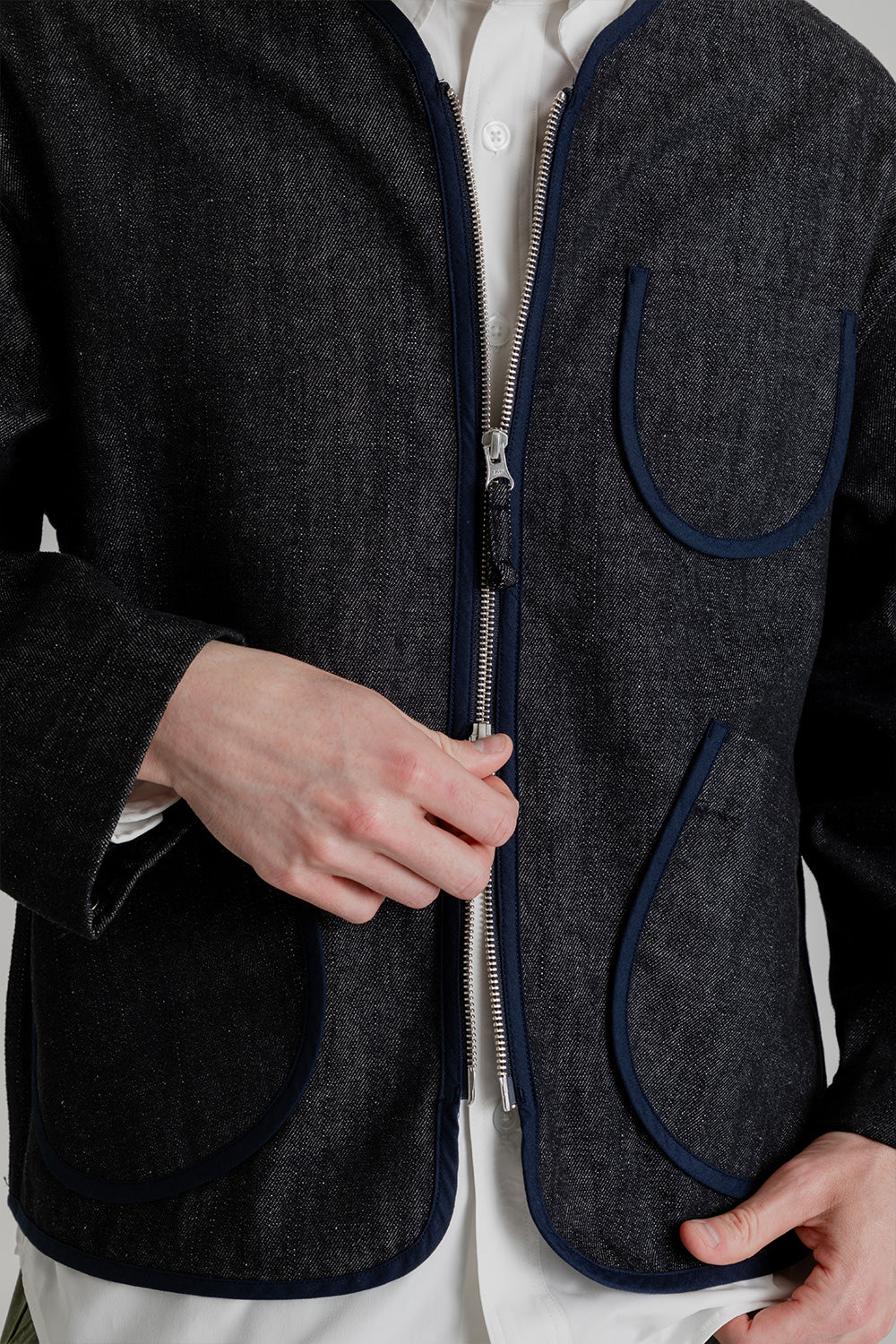 Frizmworks Round Zip Up Cardigan in Indigo