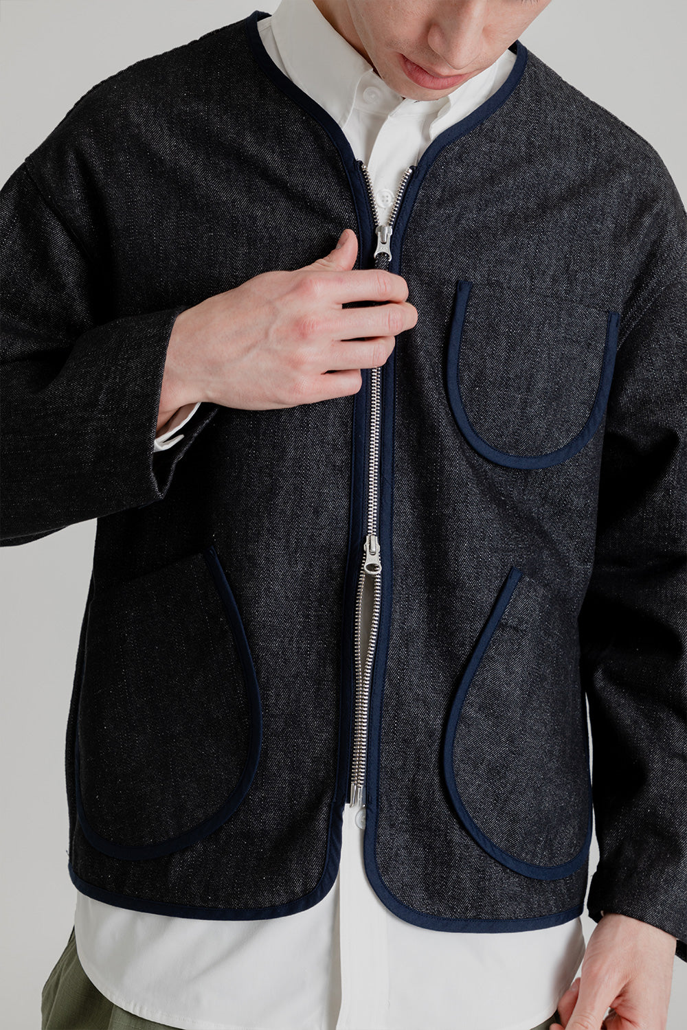 Frizmworks Round Zip Up Cardigan in Indigo