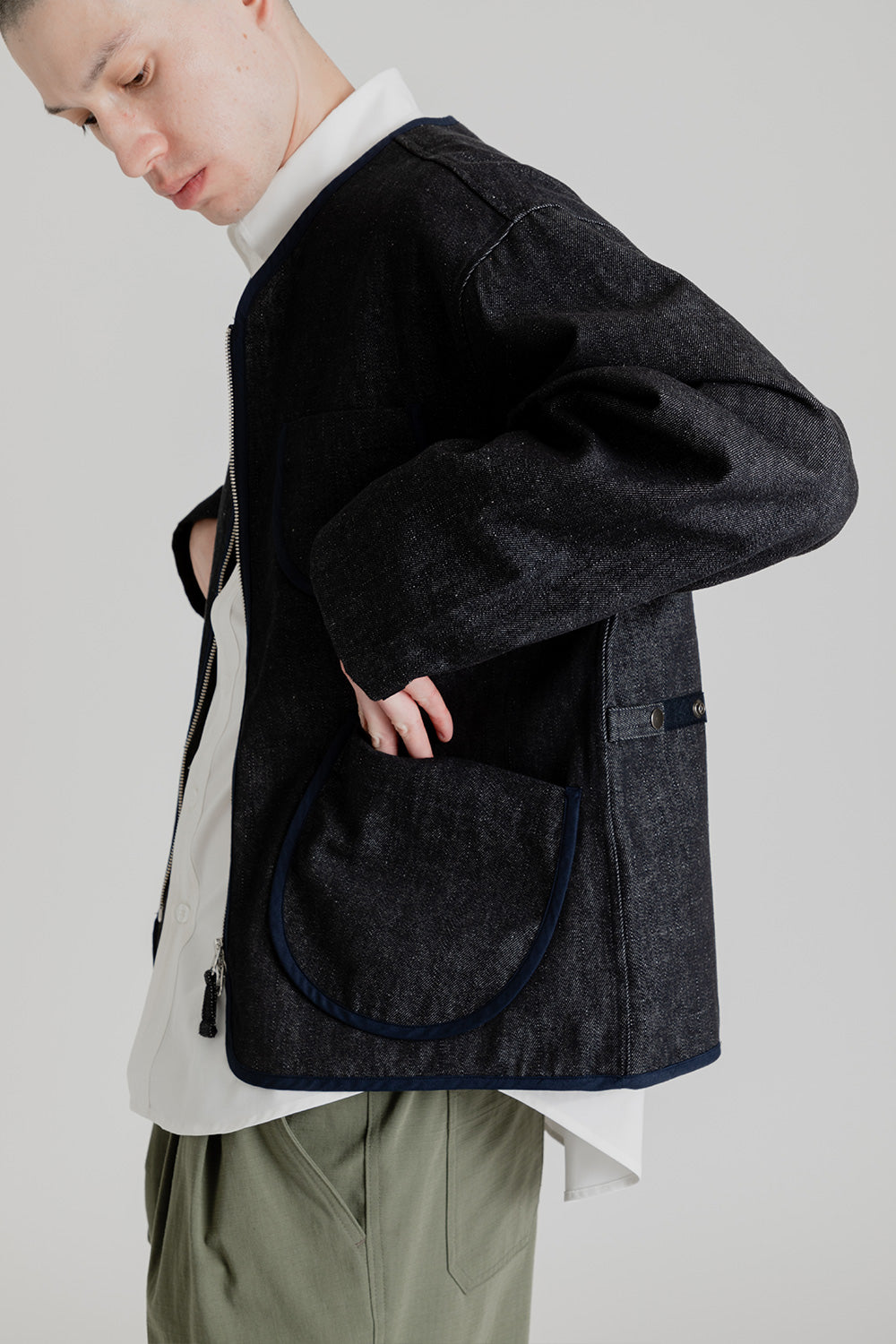 Frizmworks Round Zip Up Cardigan in Indigo