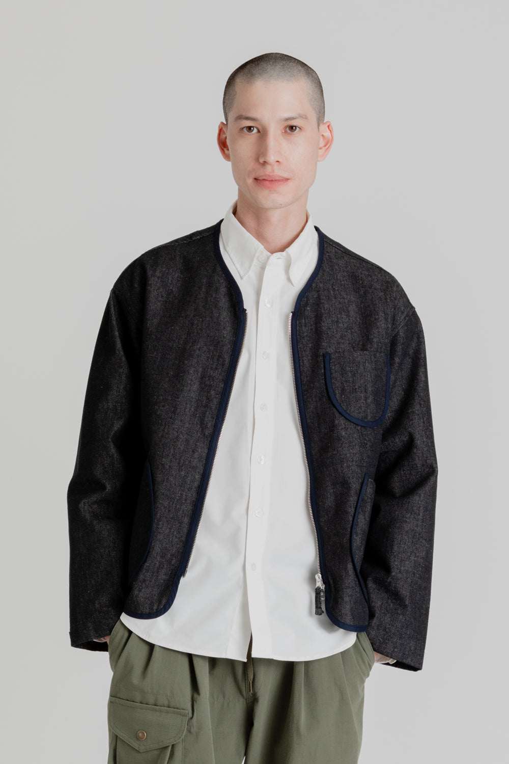 Frizmworks Round Zip Up Cardigan in Indigo