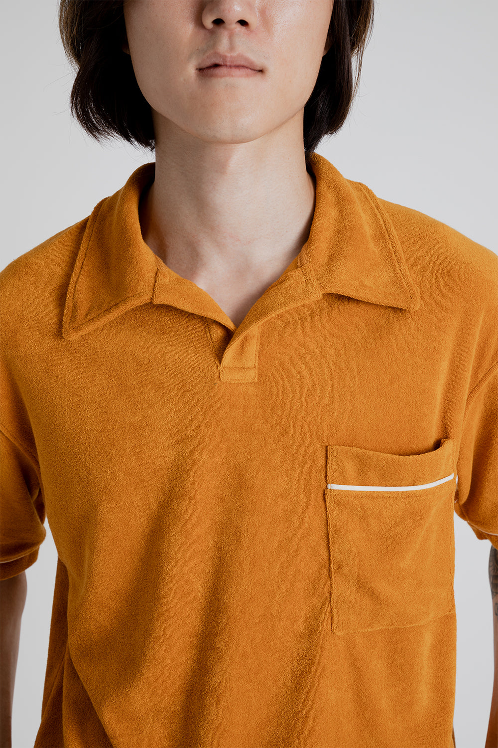 Frizmworks Terry Open Collar Shirt in Mustard