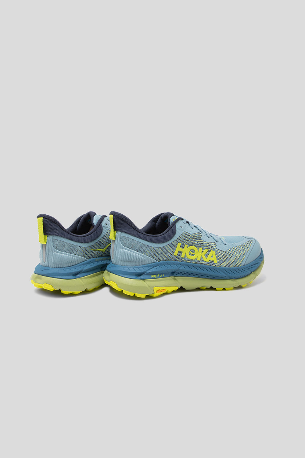 Hoka Mafate Speed 4 Shoe in Stone Blue / Dark Citron
