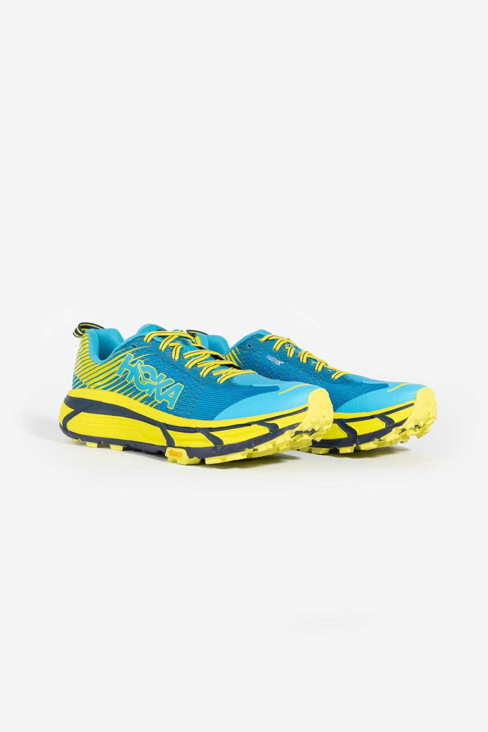 hoka one one evo mafate 2 shoe in cyan citrus