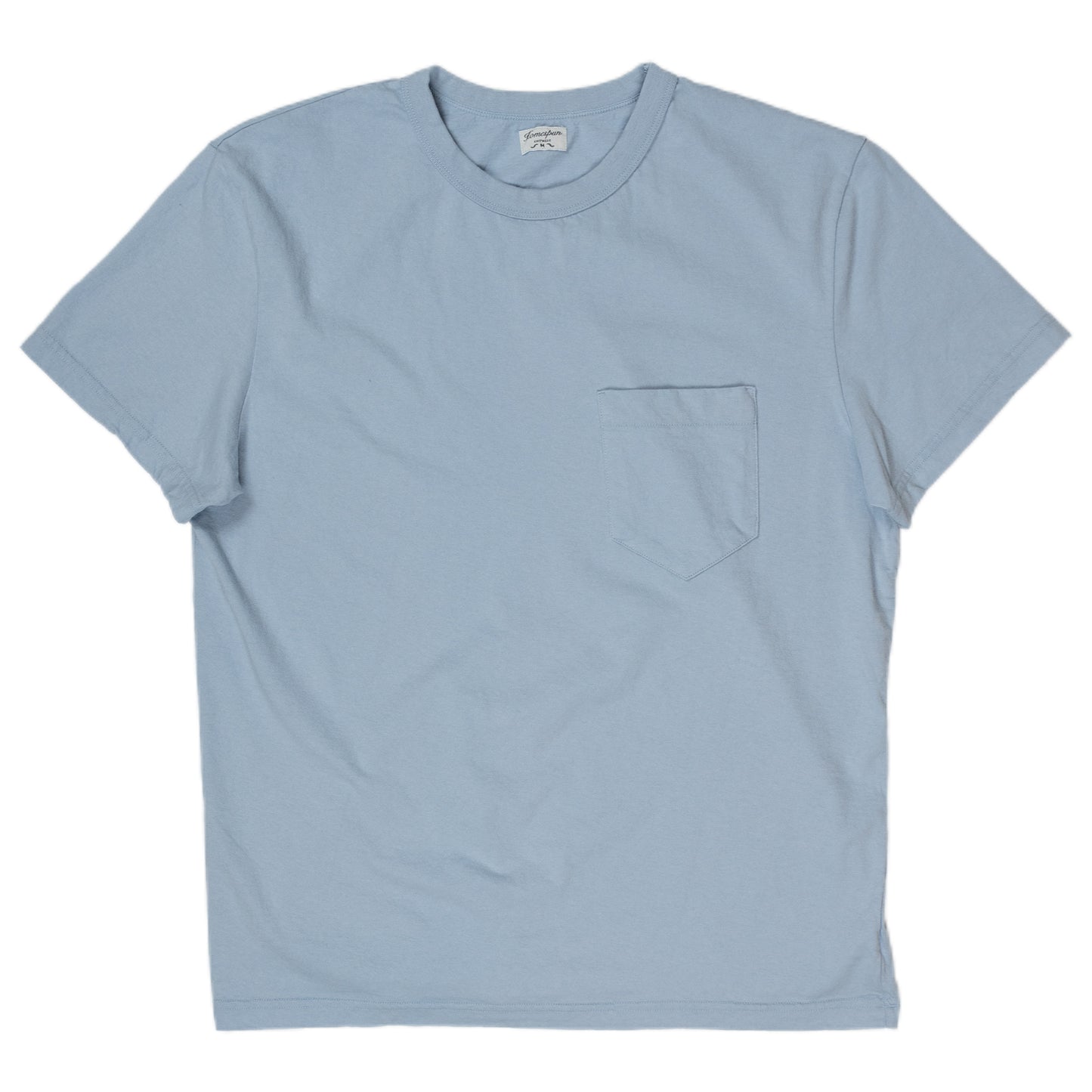 homespun dads pocket tee in washed blue
