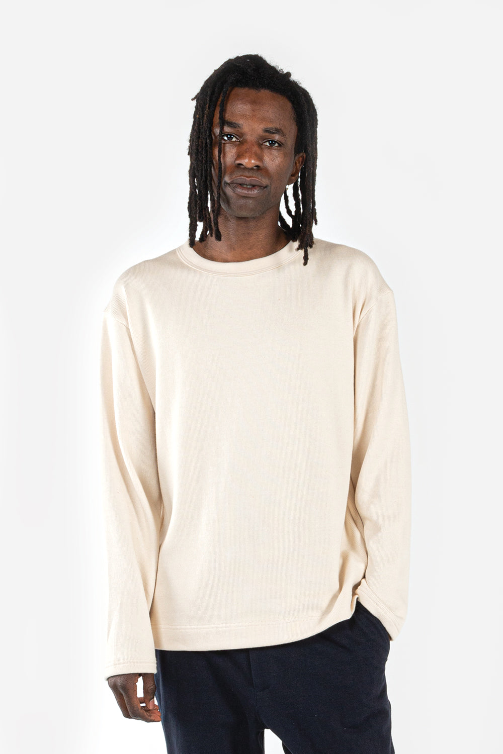 Jackman Heavy Pima Crewneck Sweatshirt in Ivory - Wallace