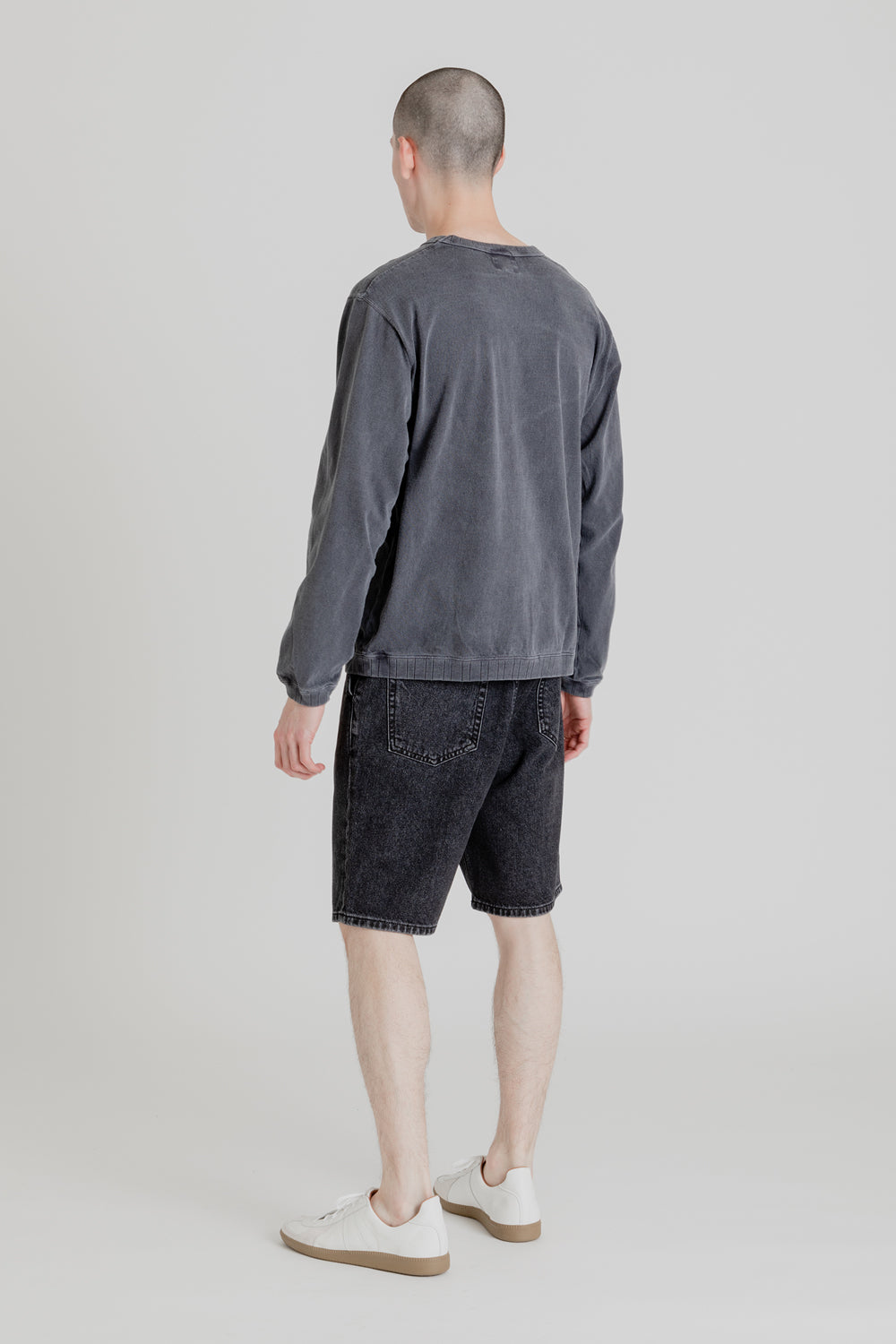 Jackman Pigment Dyed Ribbed L/S T-Shirt in Dark Grey
