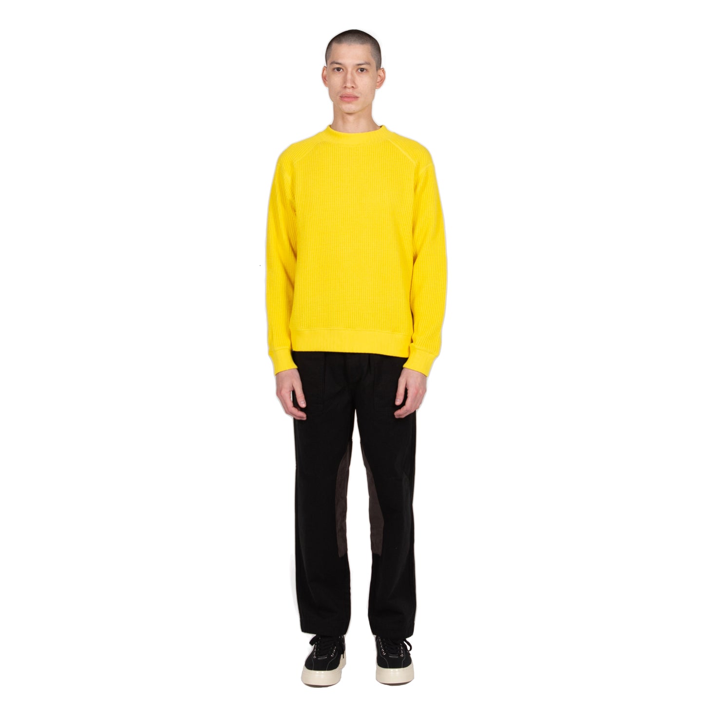 jackman waffle midneck knit sweater black