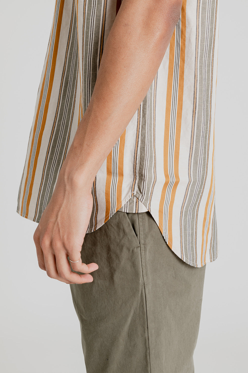 Kestin Short Sleeve Granton Shirt in Ochre Stripes