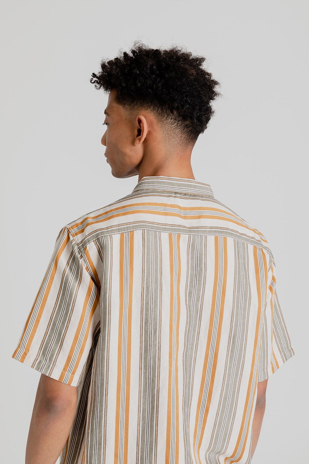 Kestin Short Sleeve Granton Shirt in Ochre Stripes