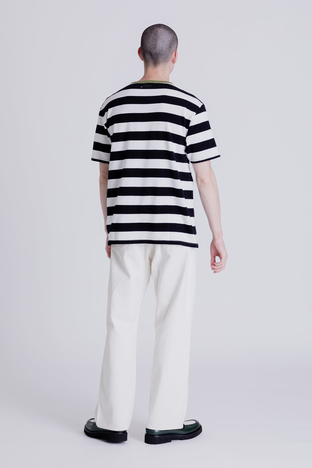 Knickerbocker Bar Stripe Tee in White / Black