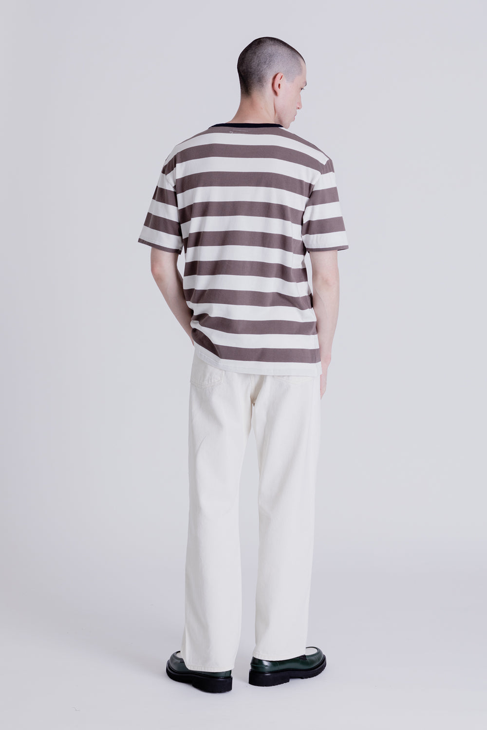 Knickerbocker Bar Stripe Tee in White / Brown