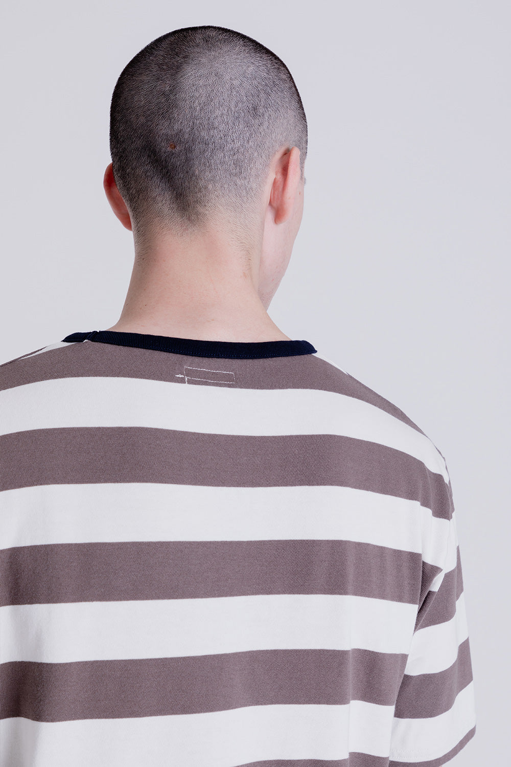 Knickerbocker Bar Stripe Tee in White / Brown