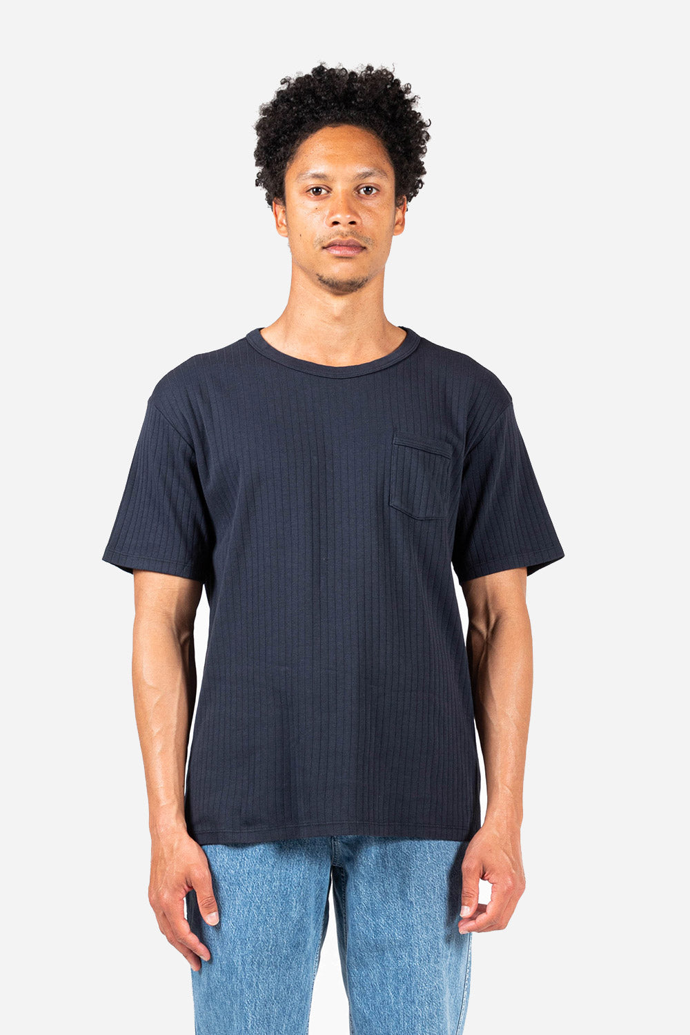 The Ribbed Pocket T-Shirt - Navy