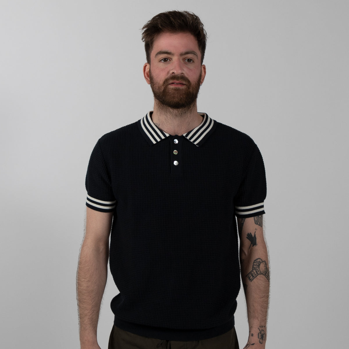 Polo Neck Sweater - Navy - Wallace Mercantile Shop