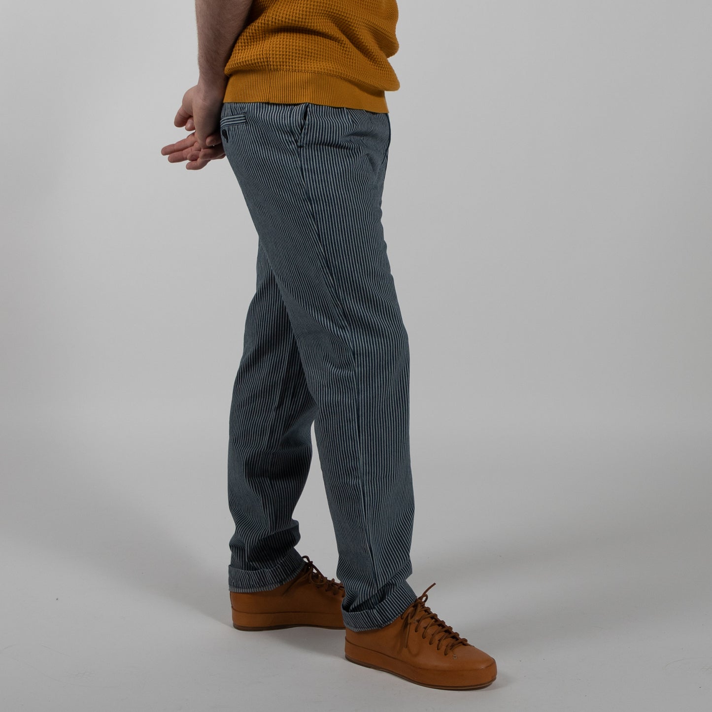 Striped Denim Chino Trousers - Wallace Mercantile Shop
