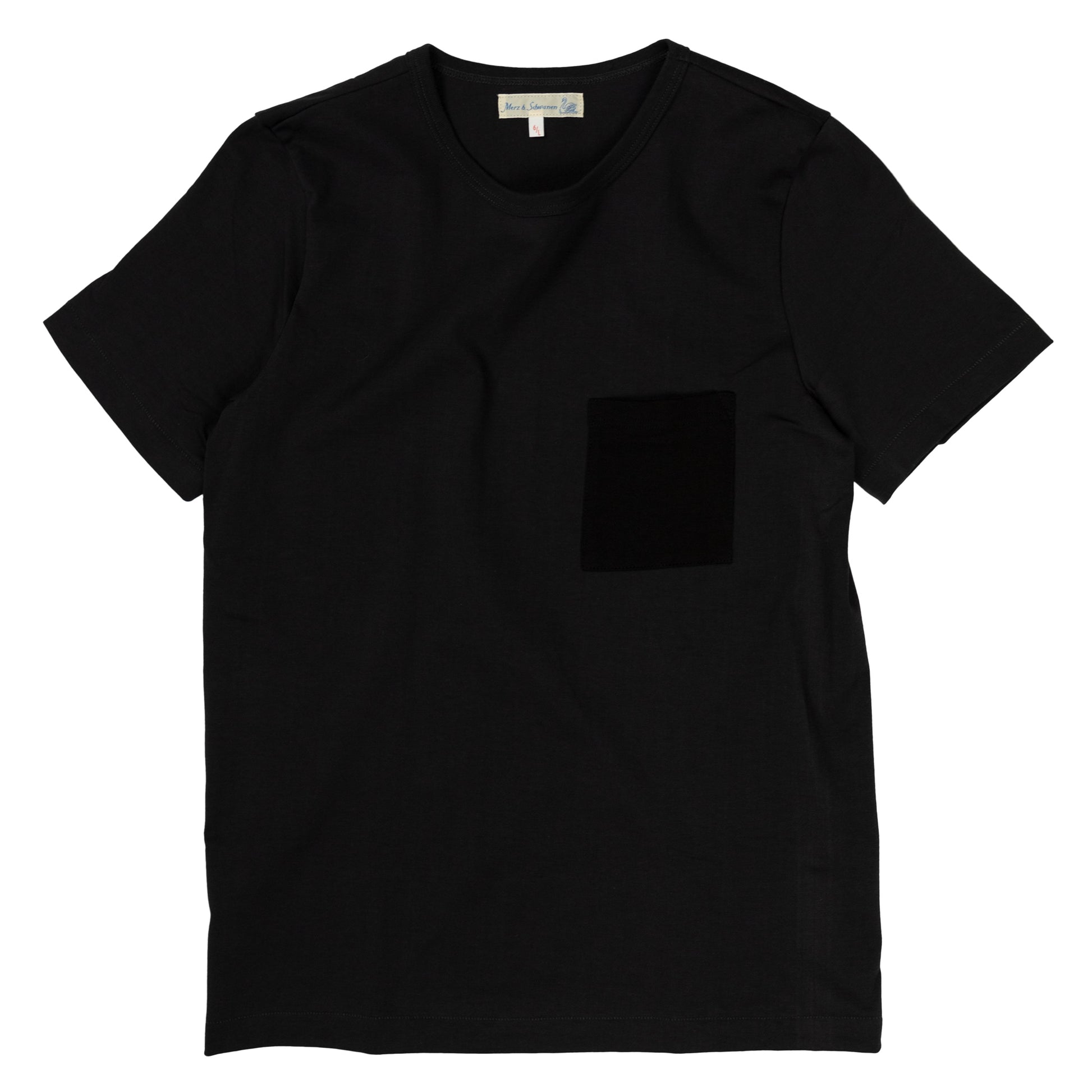Merz b. Schwanen 215P Crewneck Tee Short Sleeve in Charcoal and Black