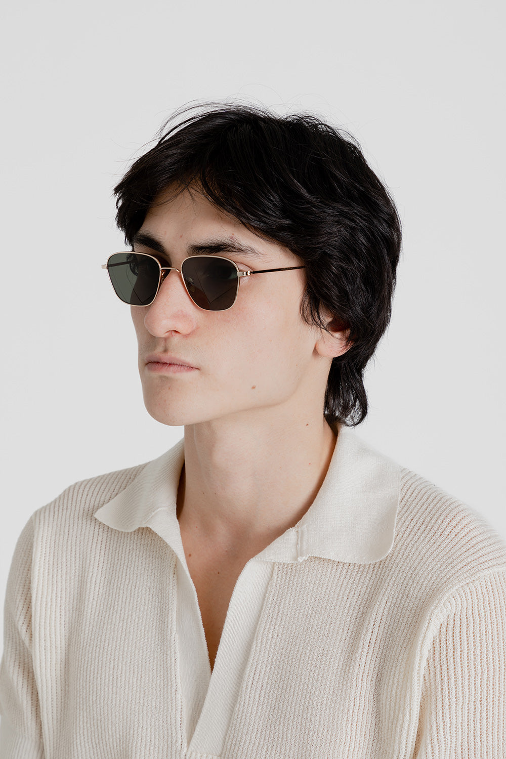 Monokel Otis Sunglasses in Gold with Green Solid Lens Wallace