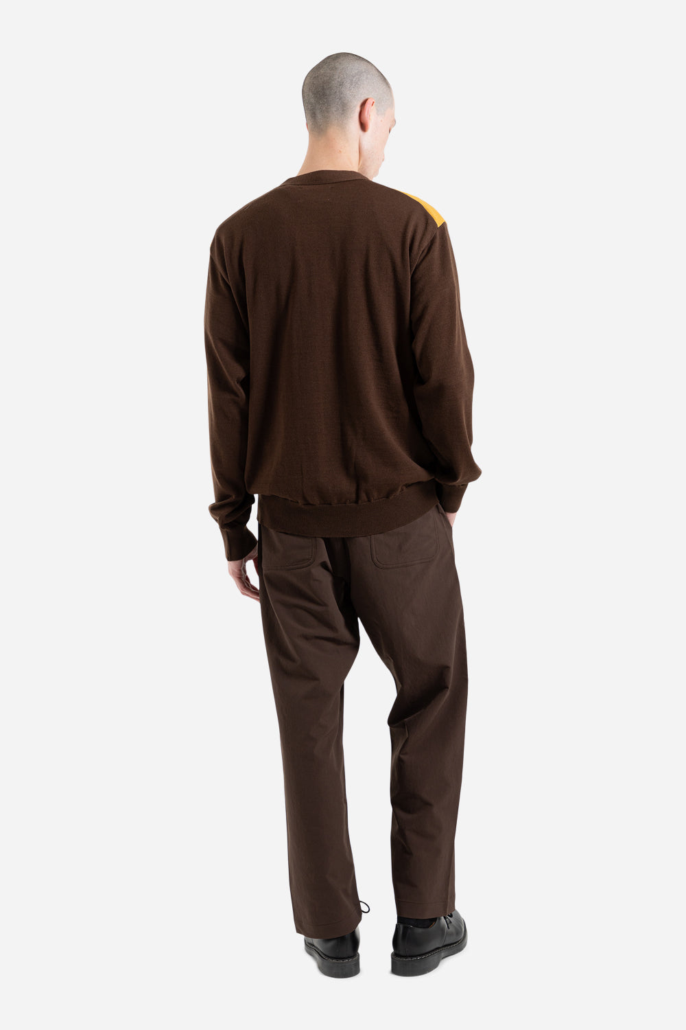 Nanamica Hybrid Cardigan in Brown and Gold