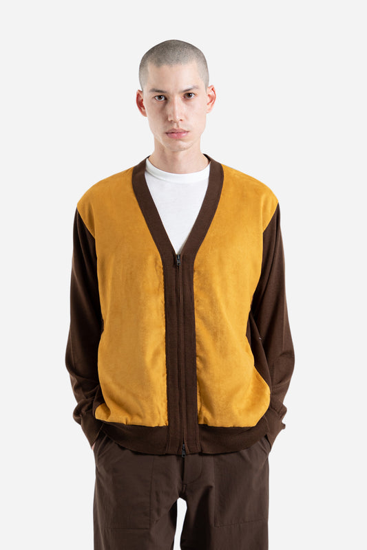 Nanamica Hybrid Cardigan in Brown and Gold