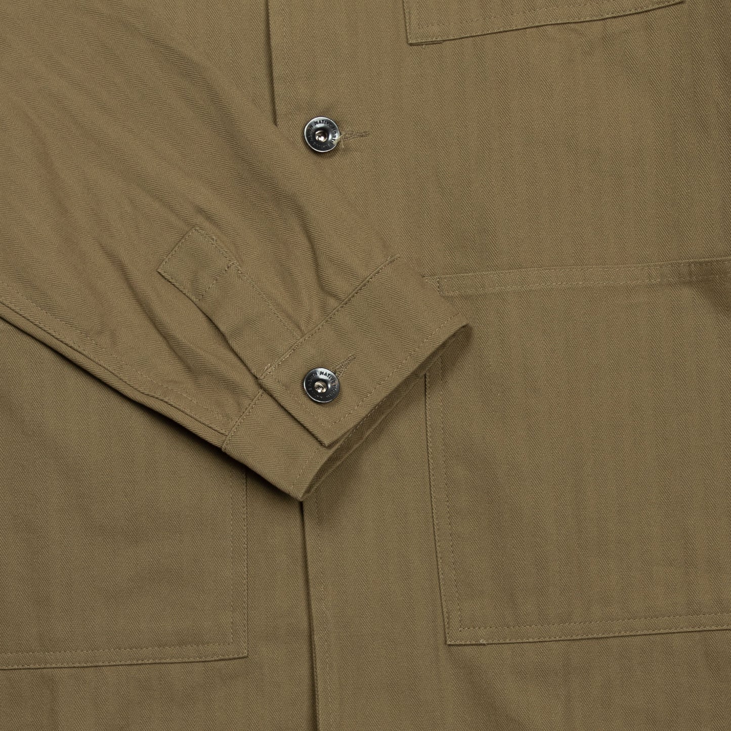 Native North Herringbone Utility Jacket in Green Cuff Detail