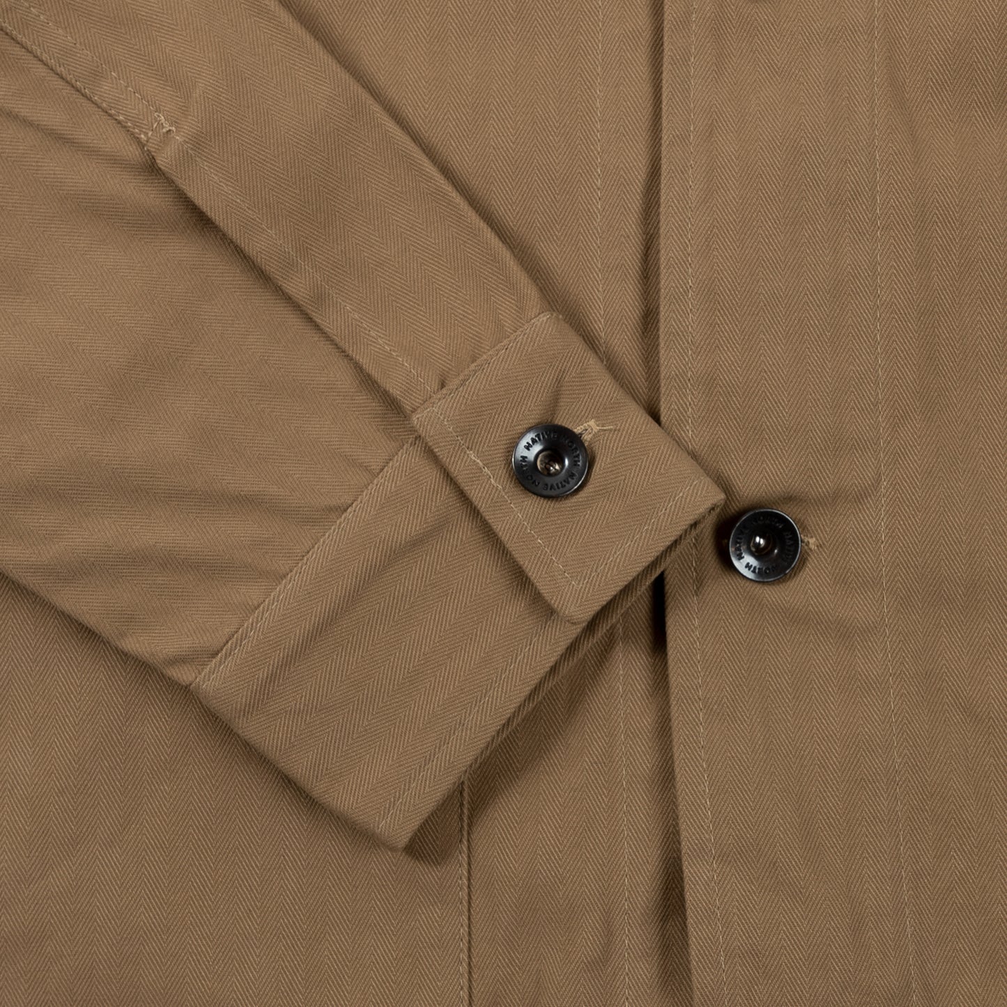 Native North Herringbone Utility Jacket Outerwear Khaki Cuff Detail