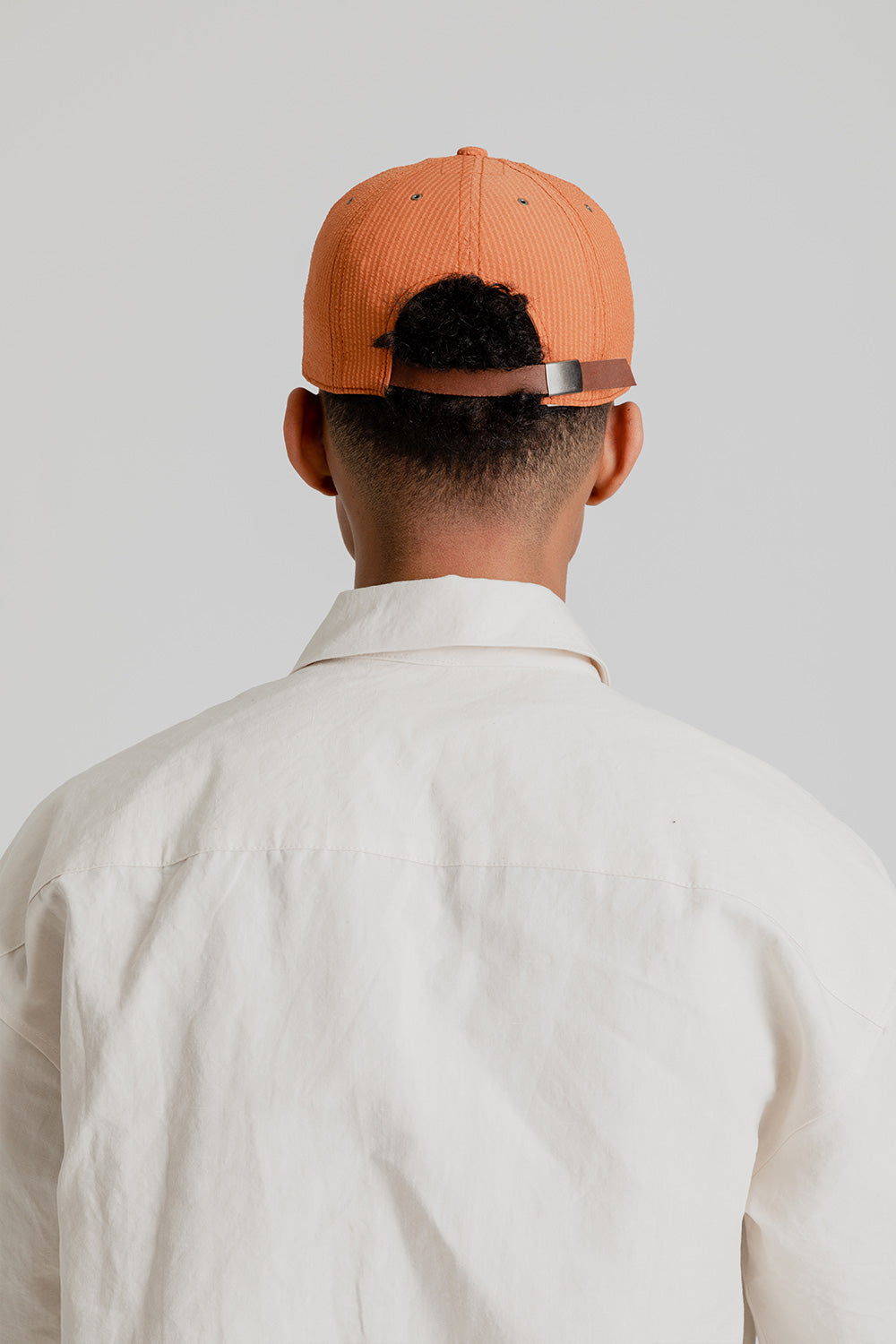Poten Seersucker Cap in Orange