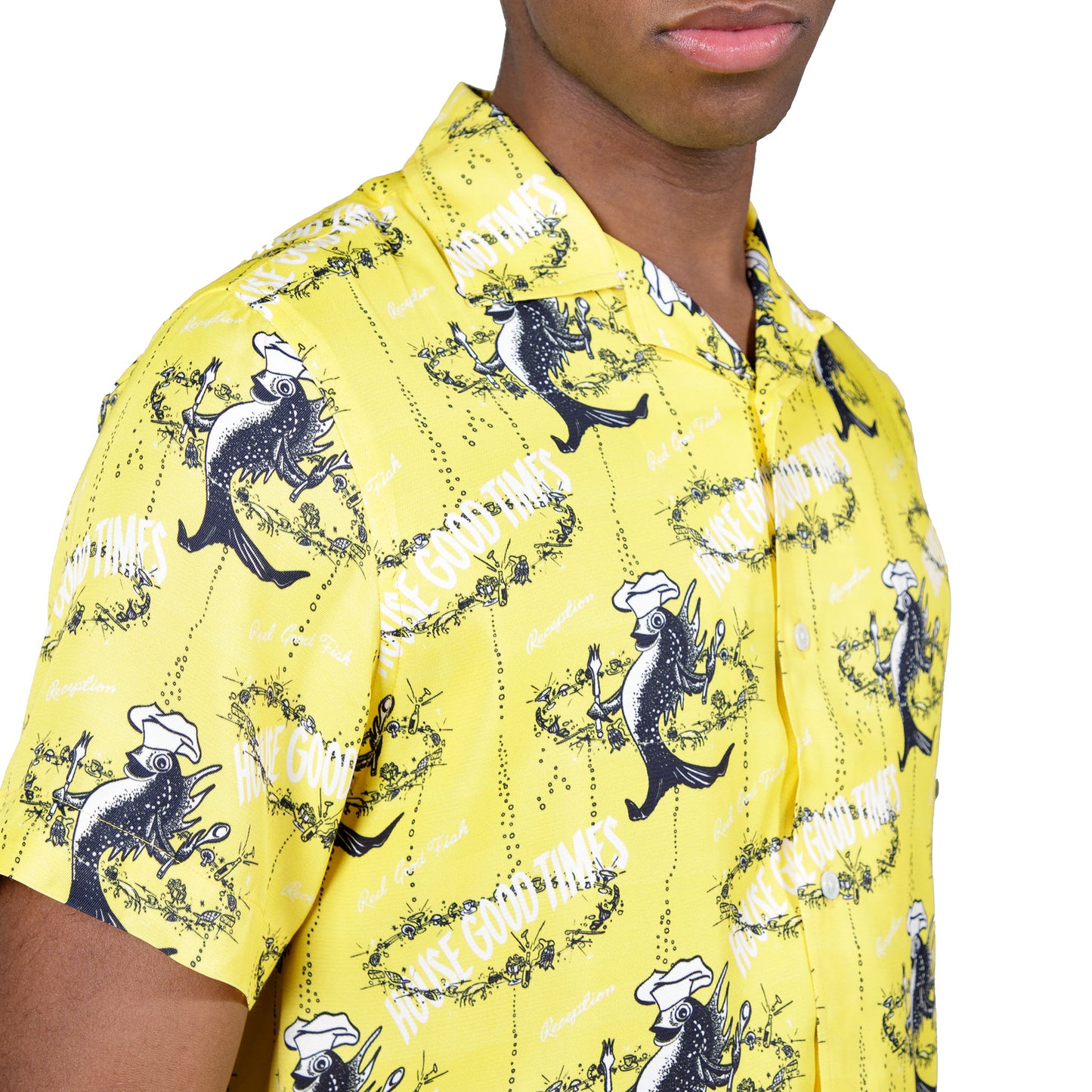 shop Reception shirt online bowling short sleeve yellow print