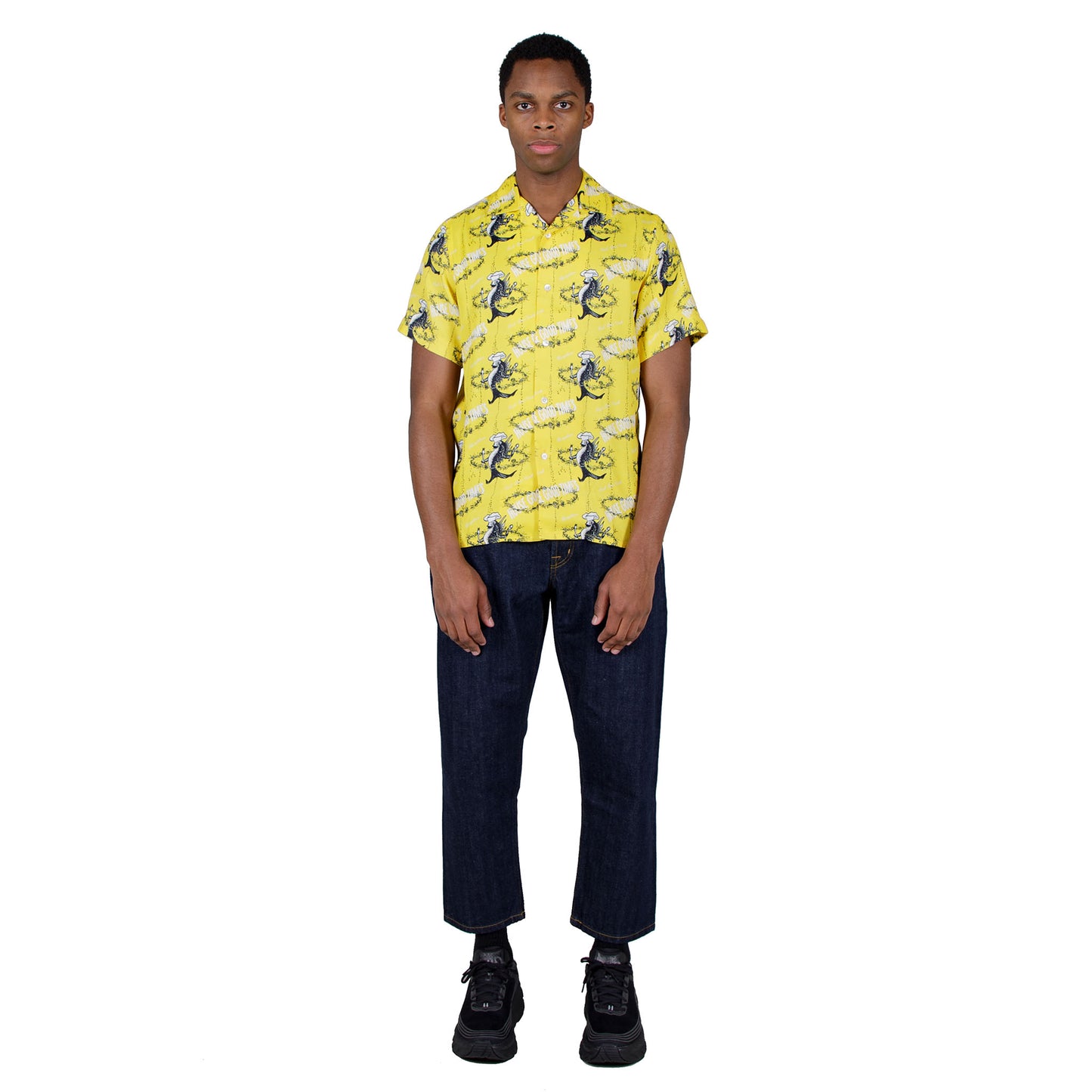 shop Reception shirt online bowling short sleeve yellow print