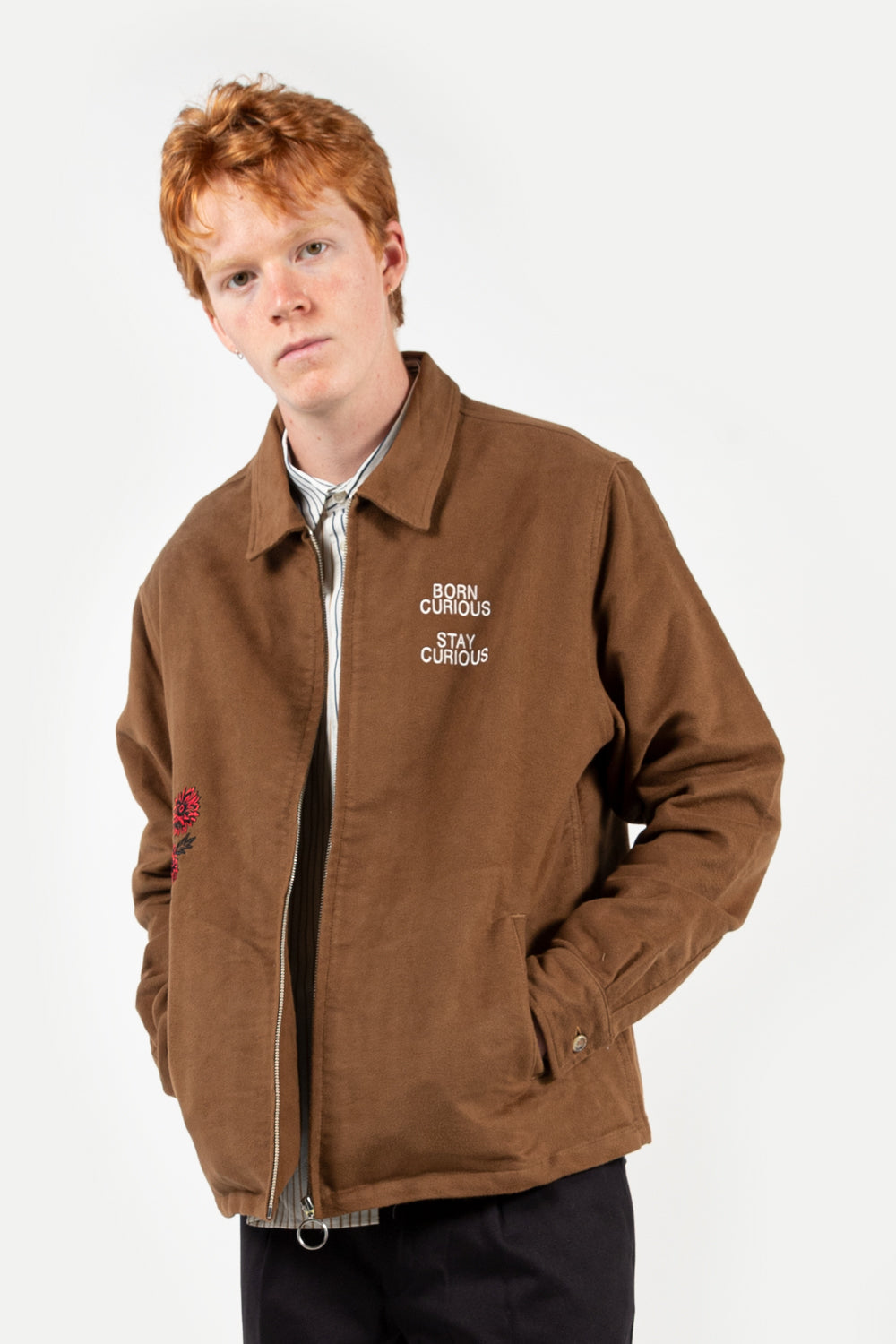 reception club jacket in tan
