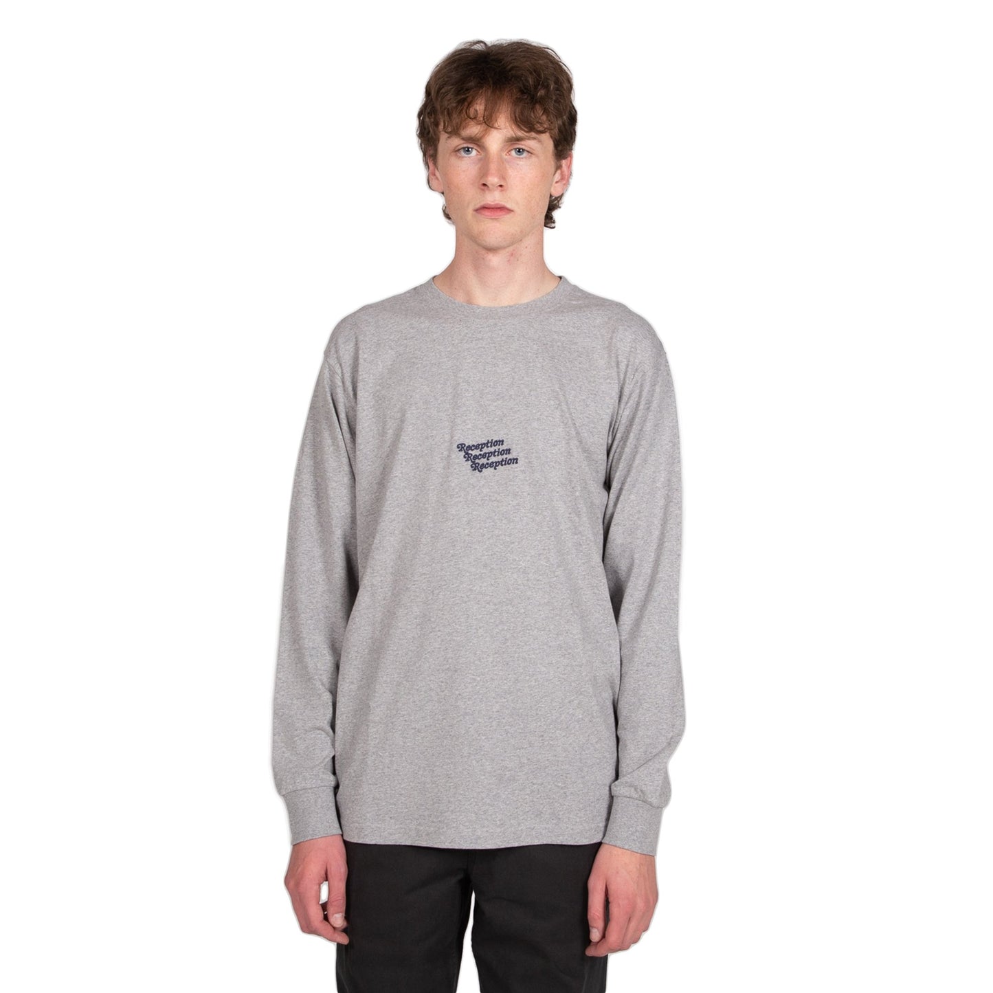 reception irony is grey marl long sleeve tshirt