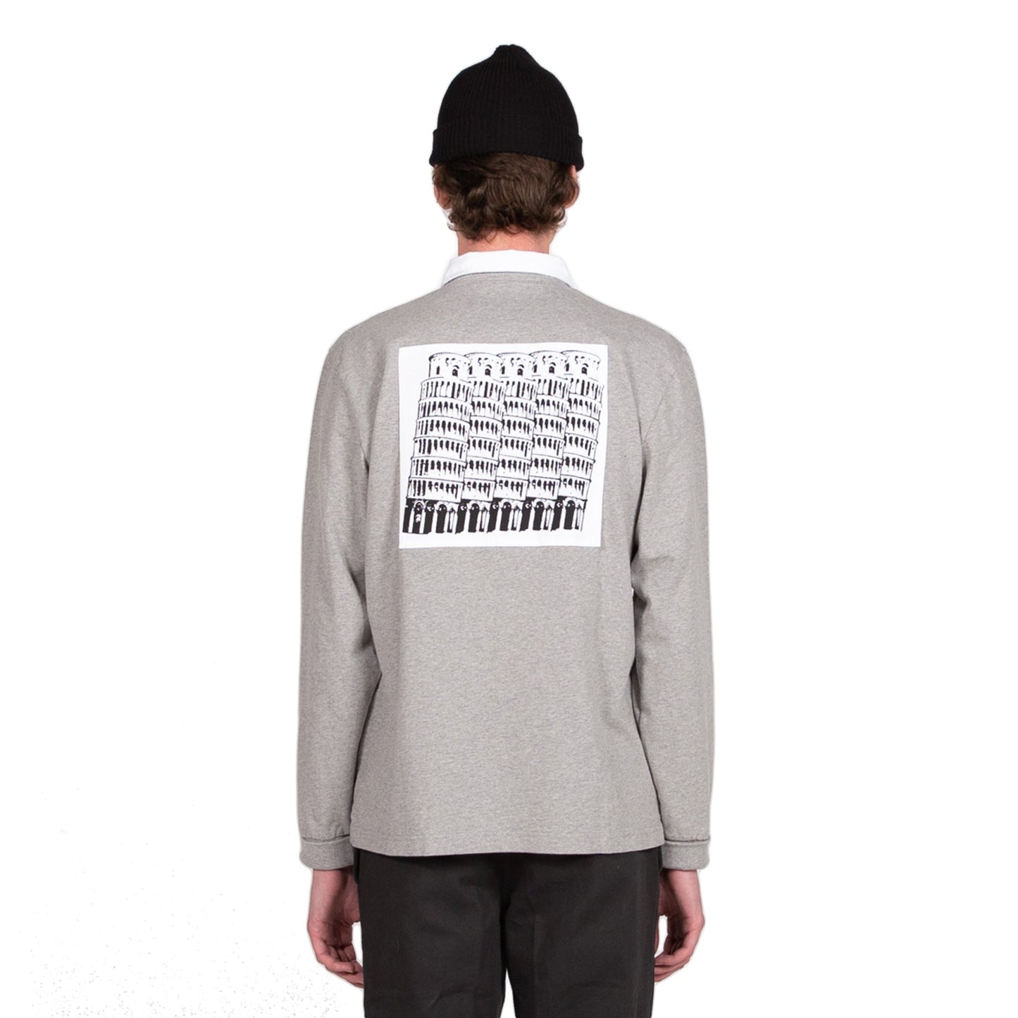 reception rugby polo grey marl longsleeve