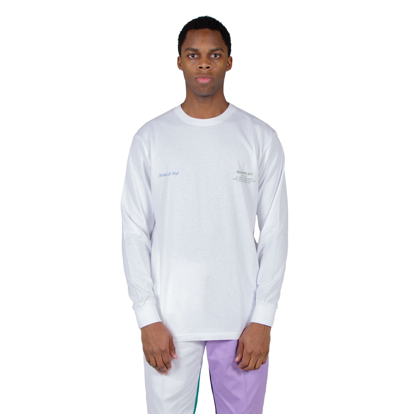 shop Reception t-shirt online long sleeve chez ZA Tee White