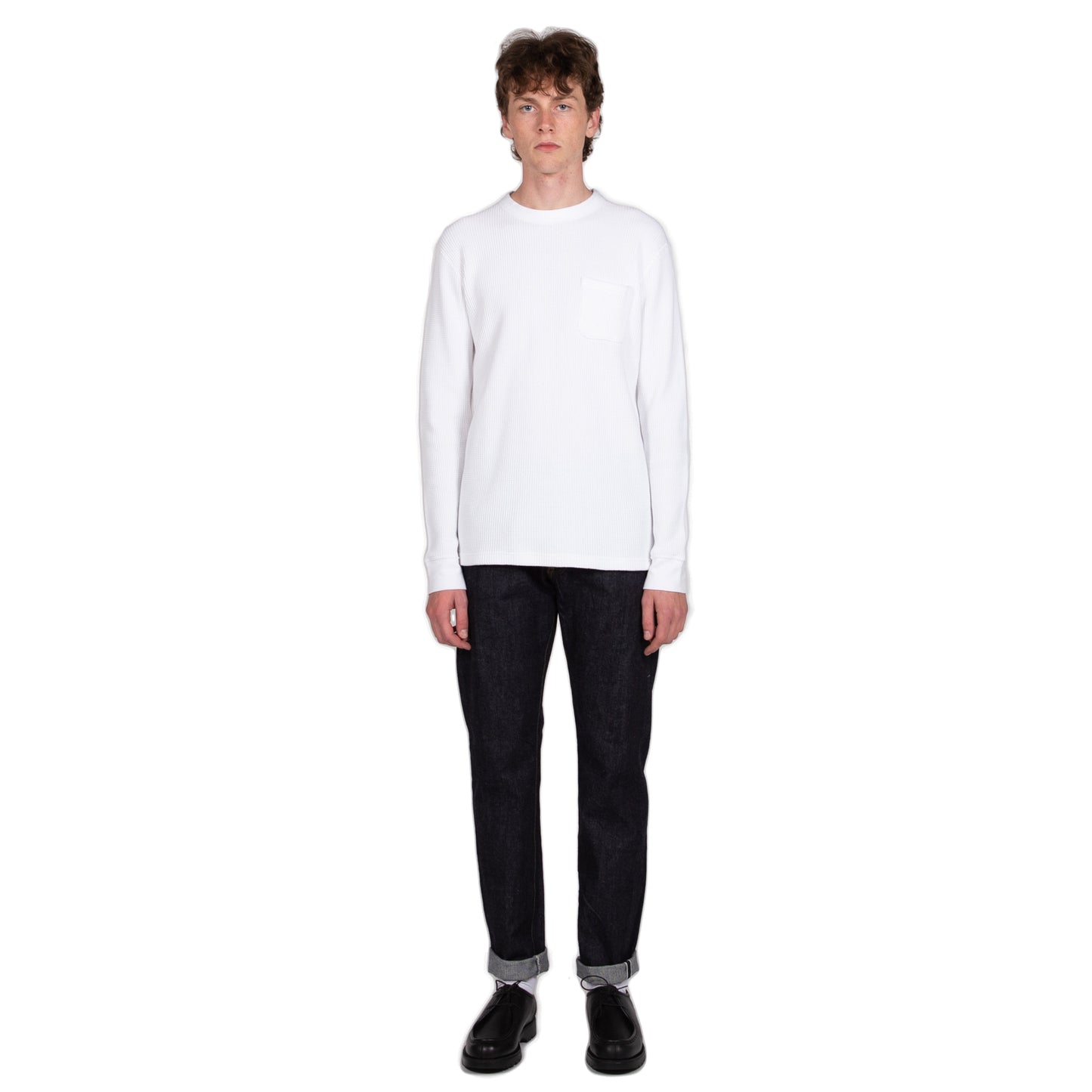 Reception SC Waffle Knit Sweat Sweater Sweatshirt White