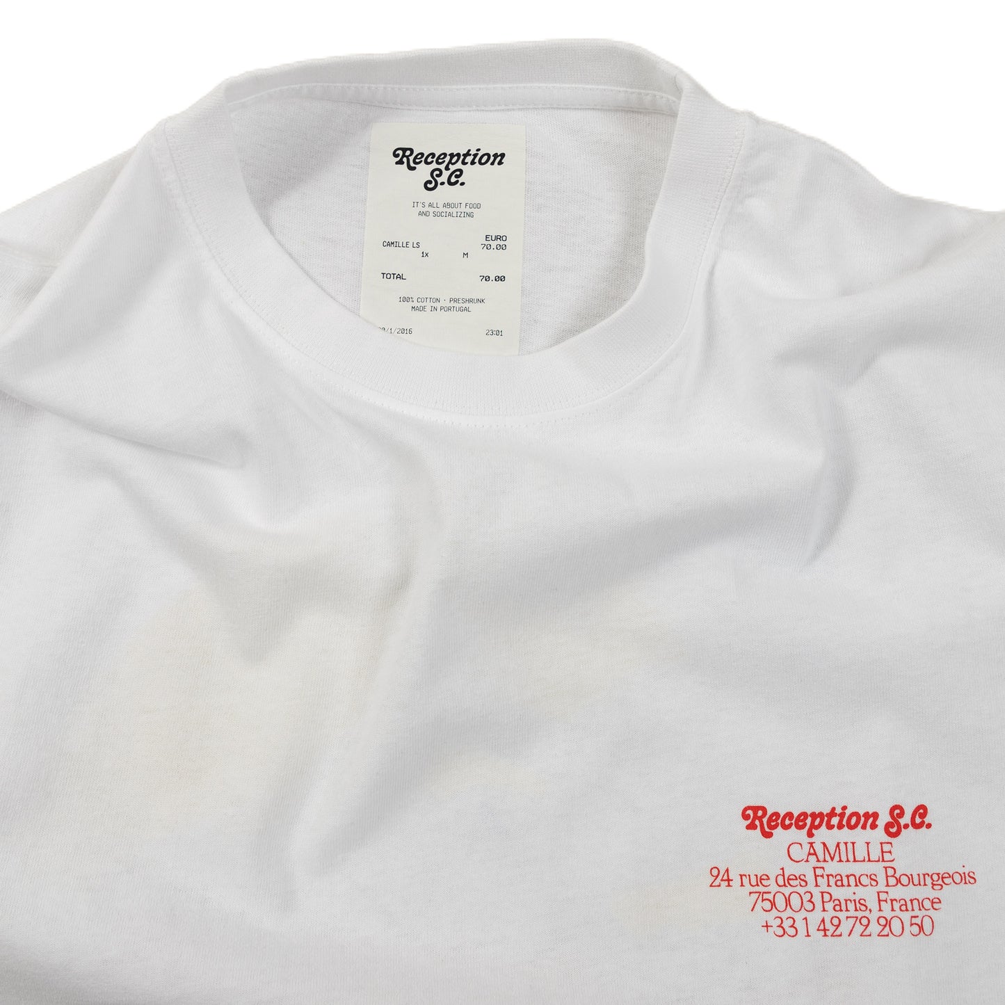 Reception SC Long-Sleeve Tee Shirt Camille Paris France Collar