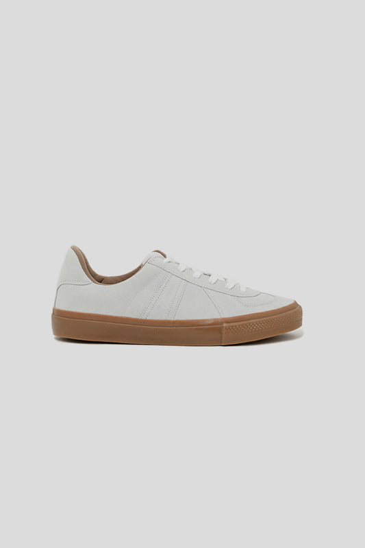 Reproduction of Found German Military Trainer Skateboarding Shoe in White Suede