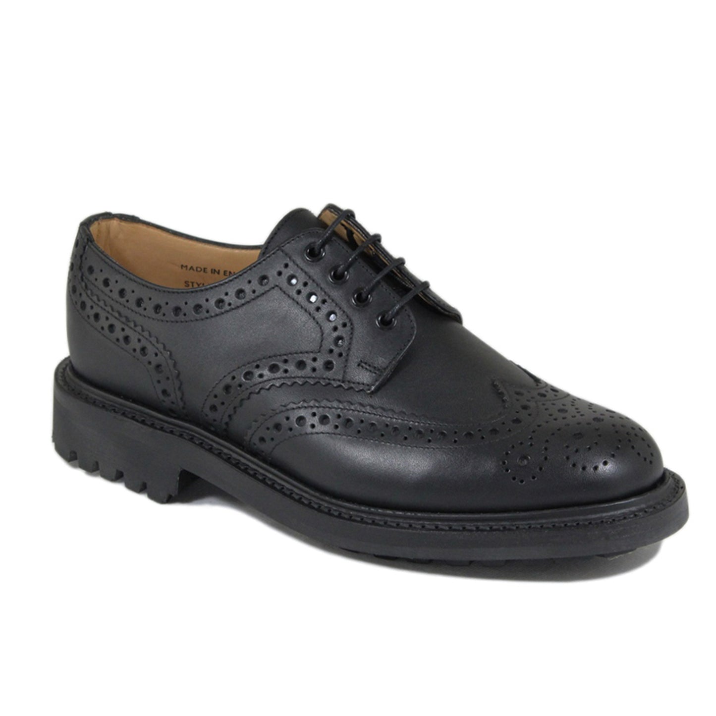 Sanders Salisbury Gibson Brogue Shoe Leather Footwear in Black Angle