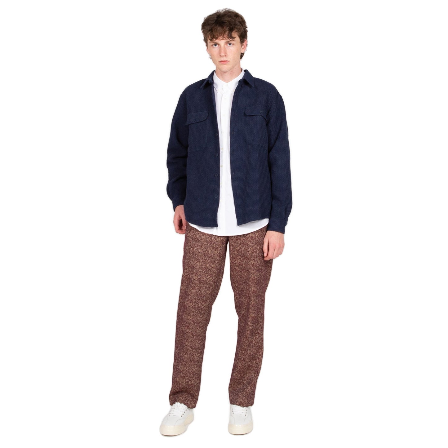 schnaydermans boxy waffle shirt navy