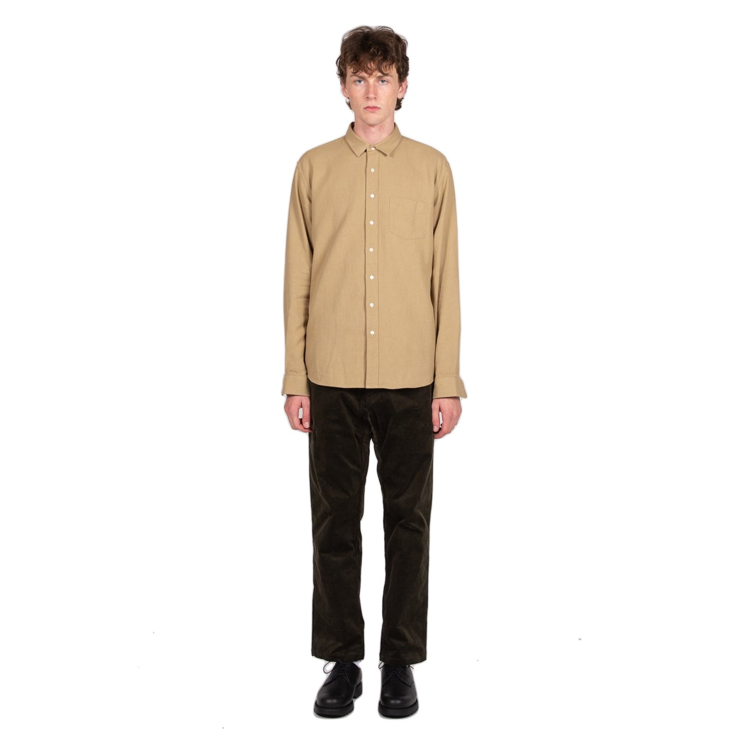 chnaydermans Shirt Unbutton Broken Twill Army Beige Button Up